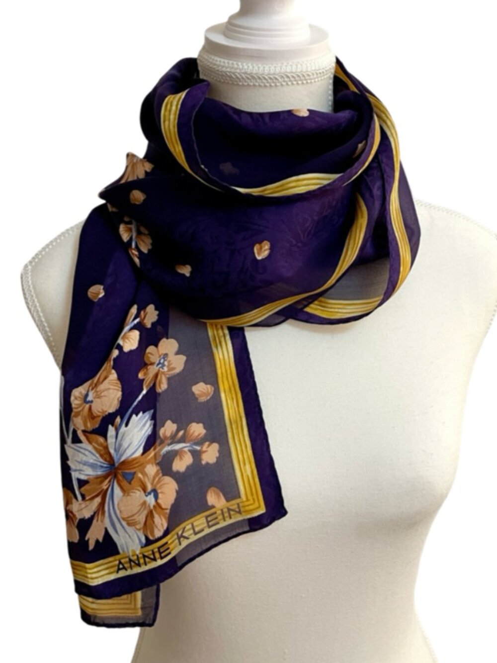 Anne Klein Floral Silk Feel Oblong Scarf
